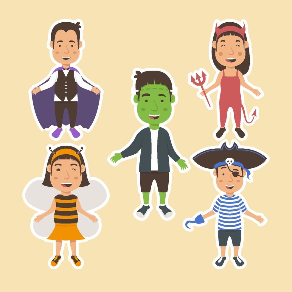 Halloween Costume Party Sticker Set vector