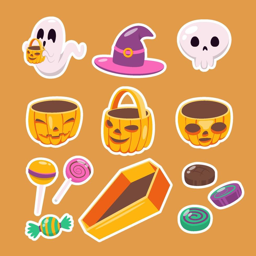 Halloween Trick or Treat Sticker Set vector