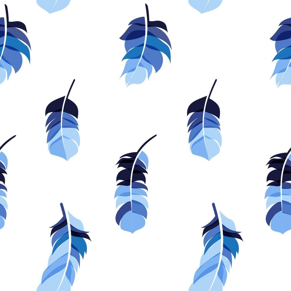 Bird Feather Hand Drawn Seamless Pattern Background vector