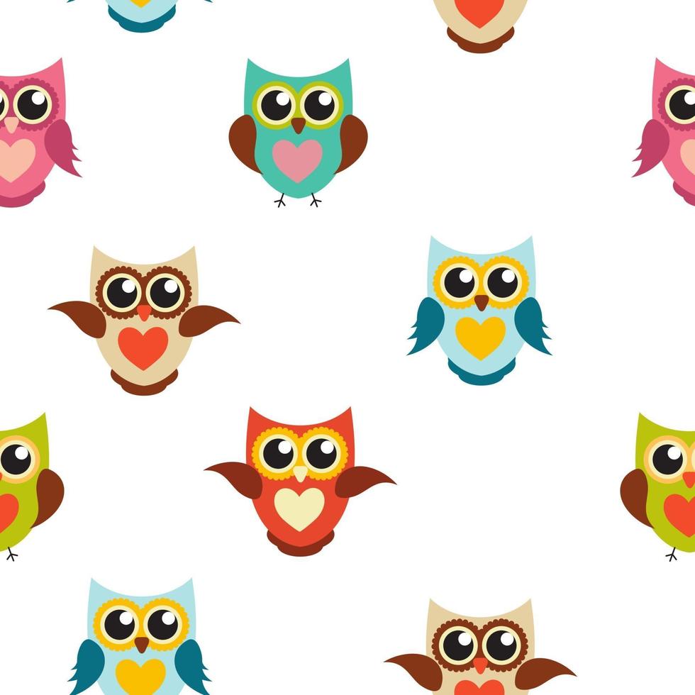 Cute Owl Seamless Pattern Background Vector Illustration