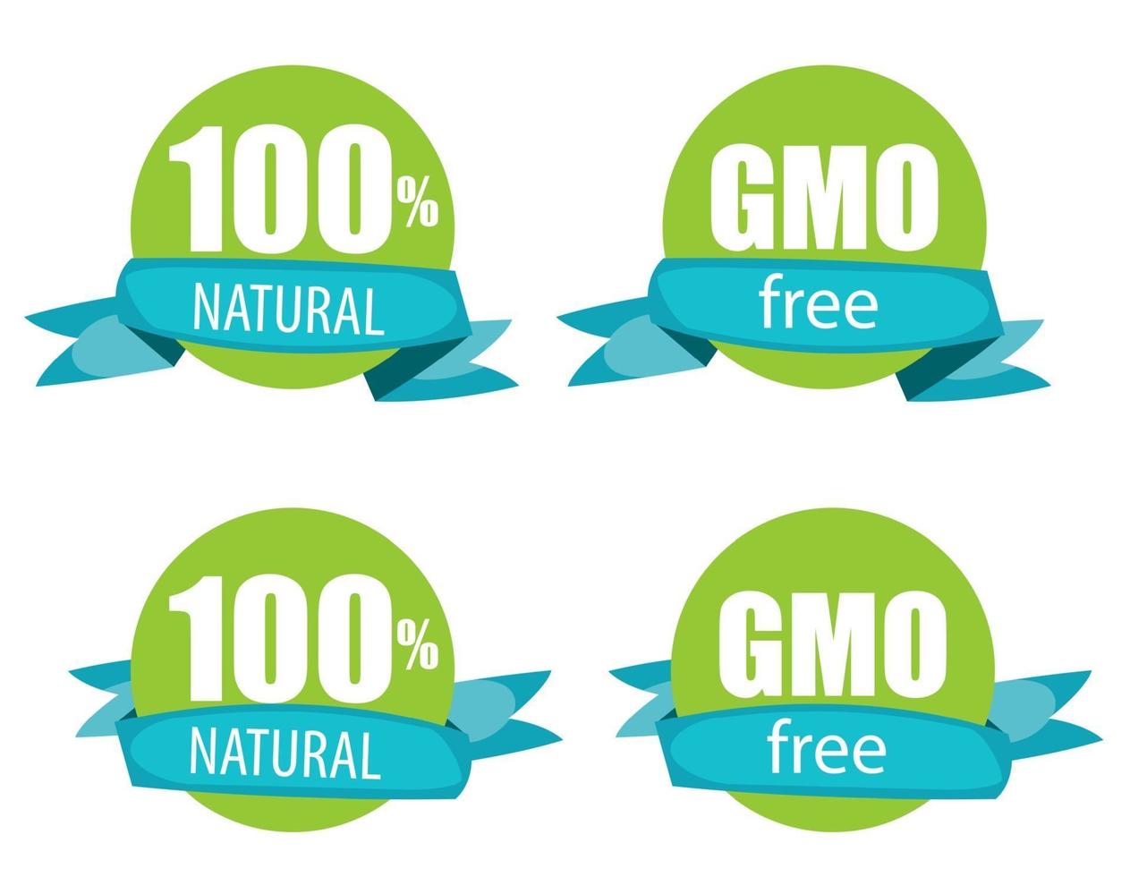 Gmo Free and 100 Natural Label Set Vector Illustration