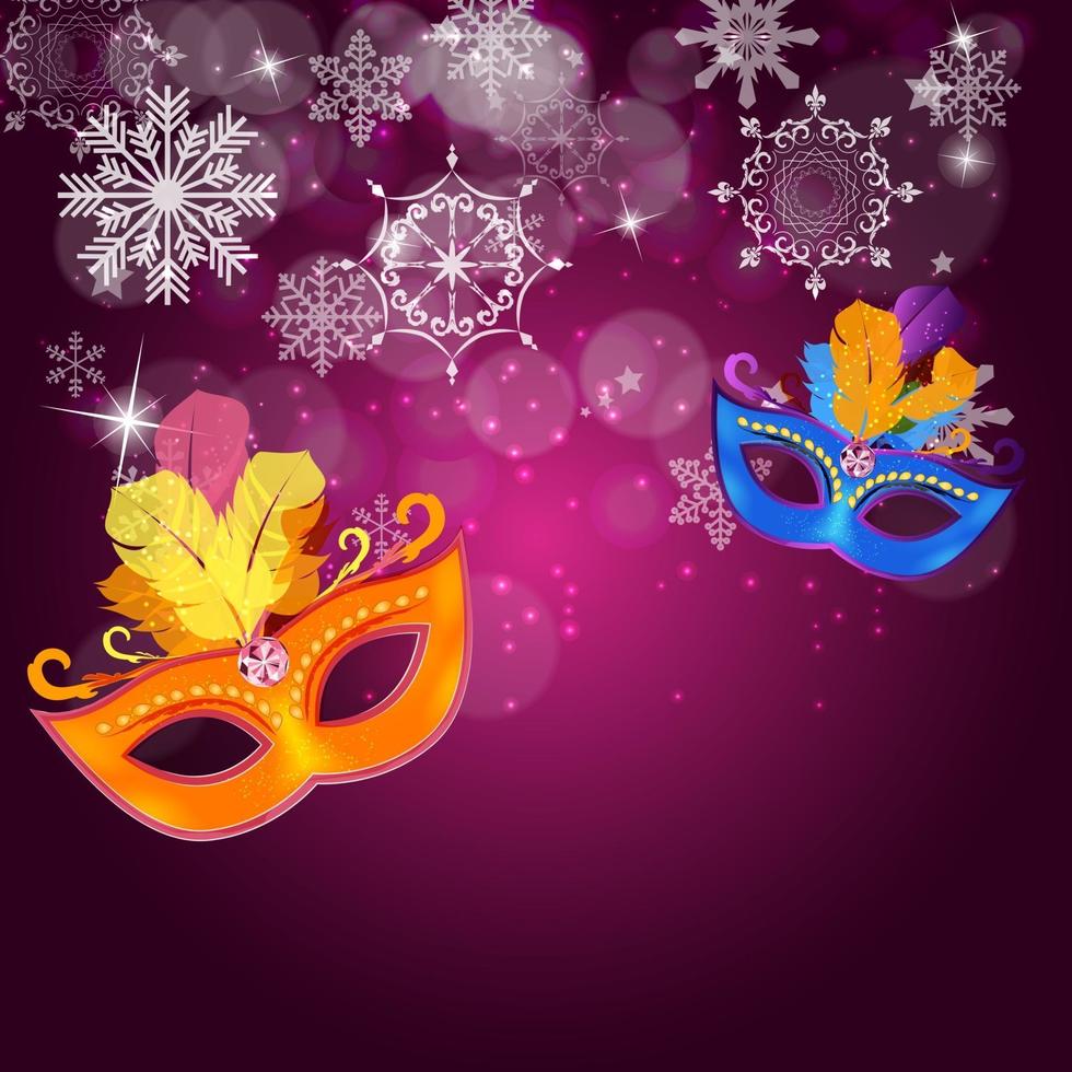 Merry Christmas and New Year Party with Masquerade Carnival Mask vector