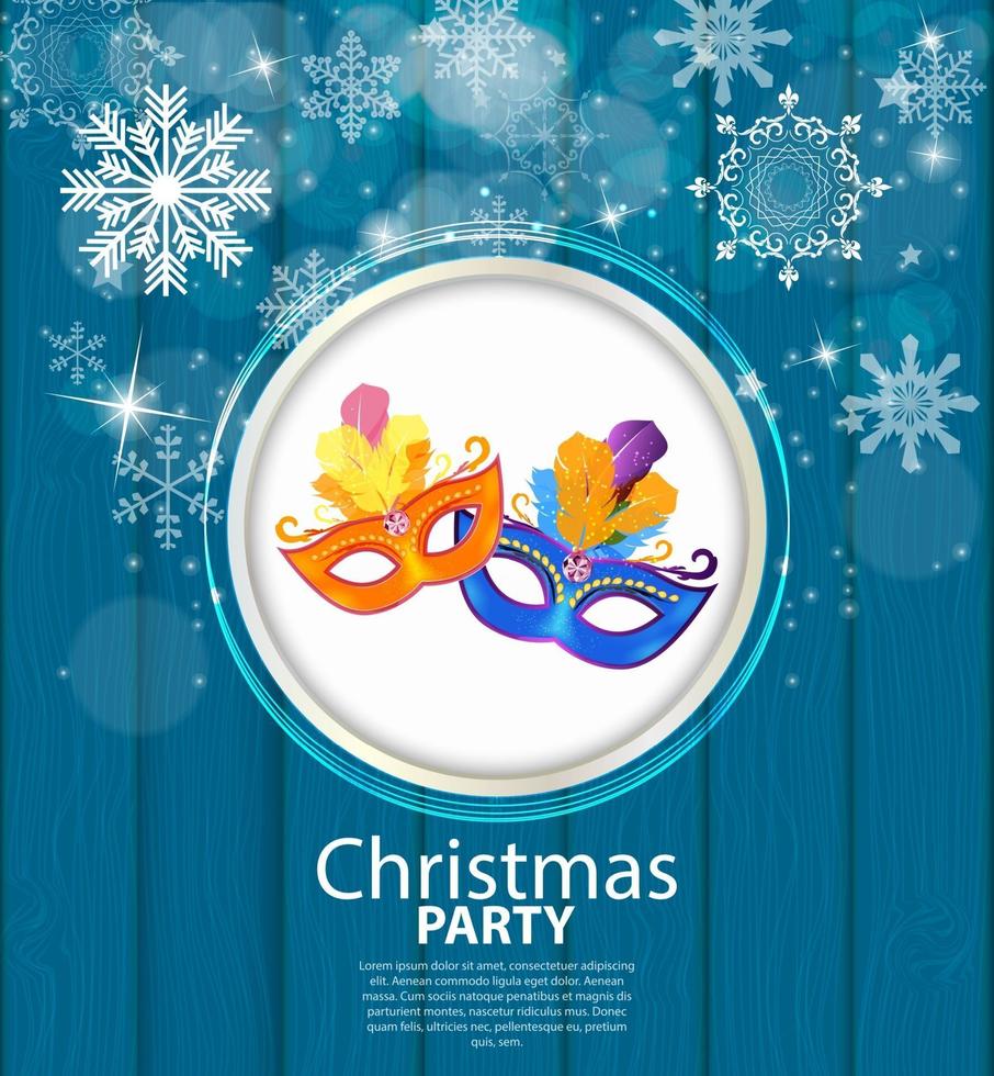 Merry Christmas and New Year Party with Masquerade Carnival Mask vector