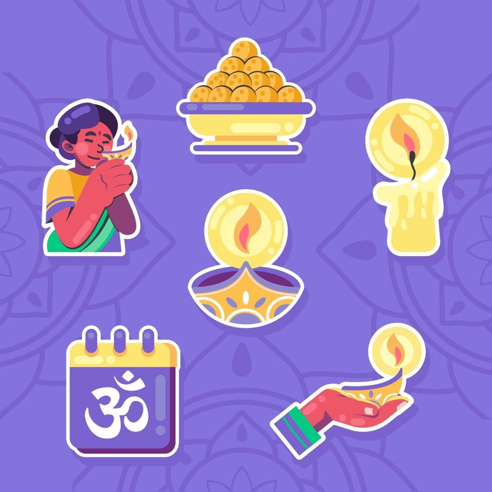 Celebrating Diwali Day Sticker Pack vector