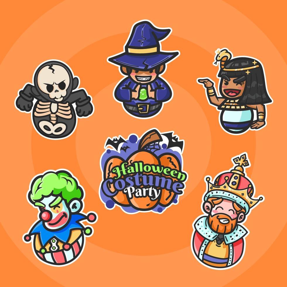 paquete de pegatinas de halloween de disfraces únicos vector