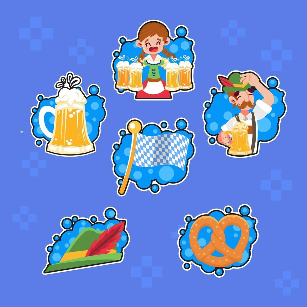 paquete de pegatinas de artículos de oktoberfest vector