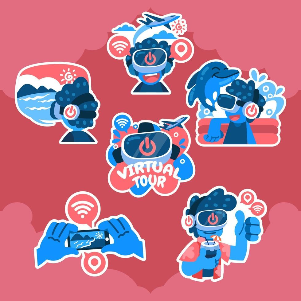 Virtual Holiday at Home Sticker Pack vector