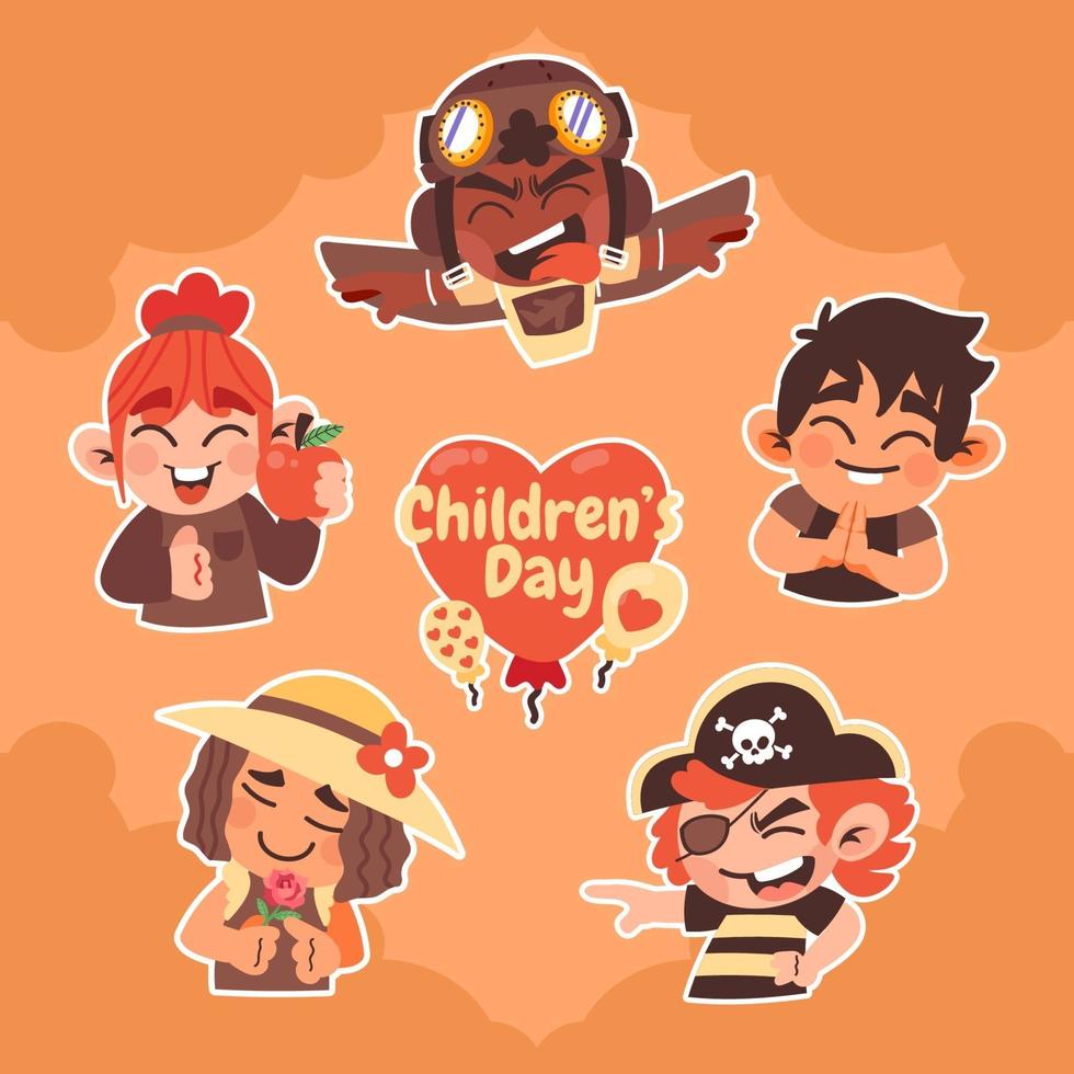 Happy Children's Day  Sticker Pack vector