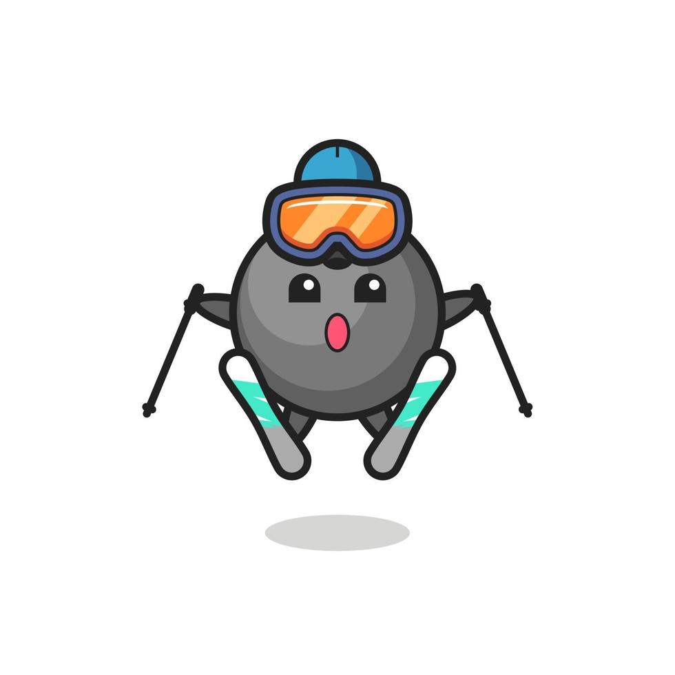personaje de la mascota de la bola de boliche como esquiador vector