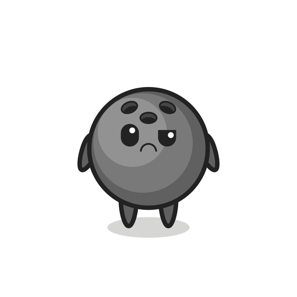 the mascot of the bowling ball with skeptical face vector