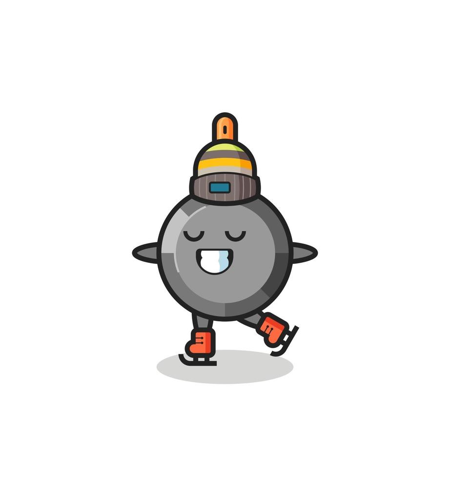 frying pan cartoon as an ice skater vector