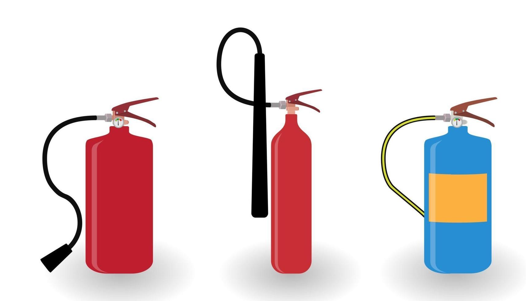 Red and Blue Fire Extinguisher Isolated on White Background. vector