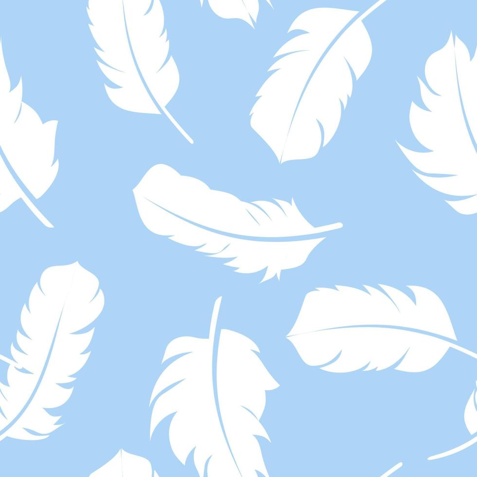 Bird Feather Hand Drawn Seamless Pattern Background Vector Illus