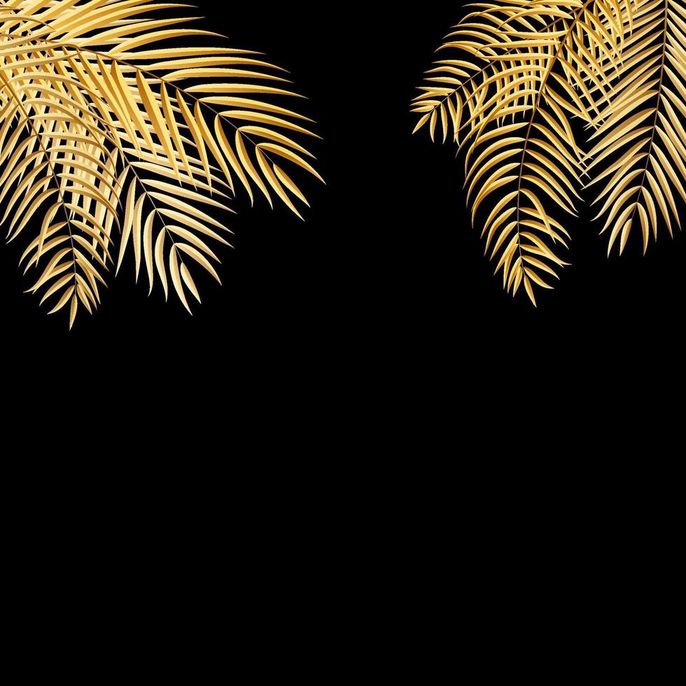 Beautiful Golden Palm Tree Leaf  Silhouette Background vector