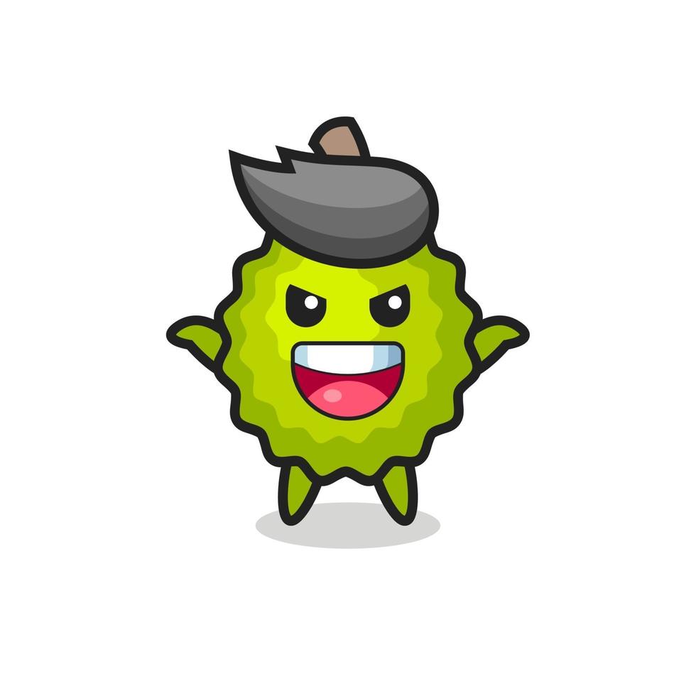 the illustration of cute durian doing scary gesture vector