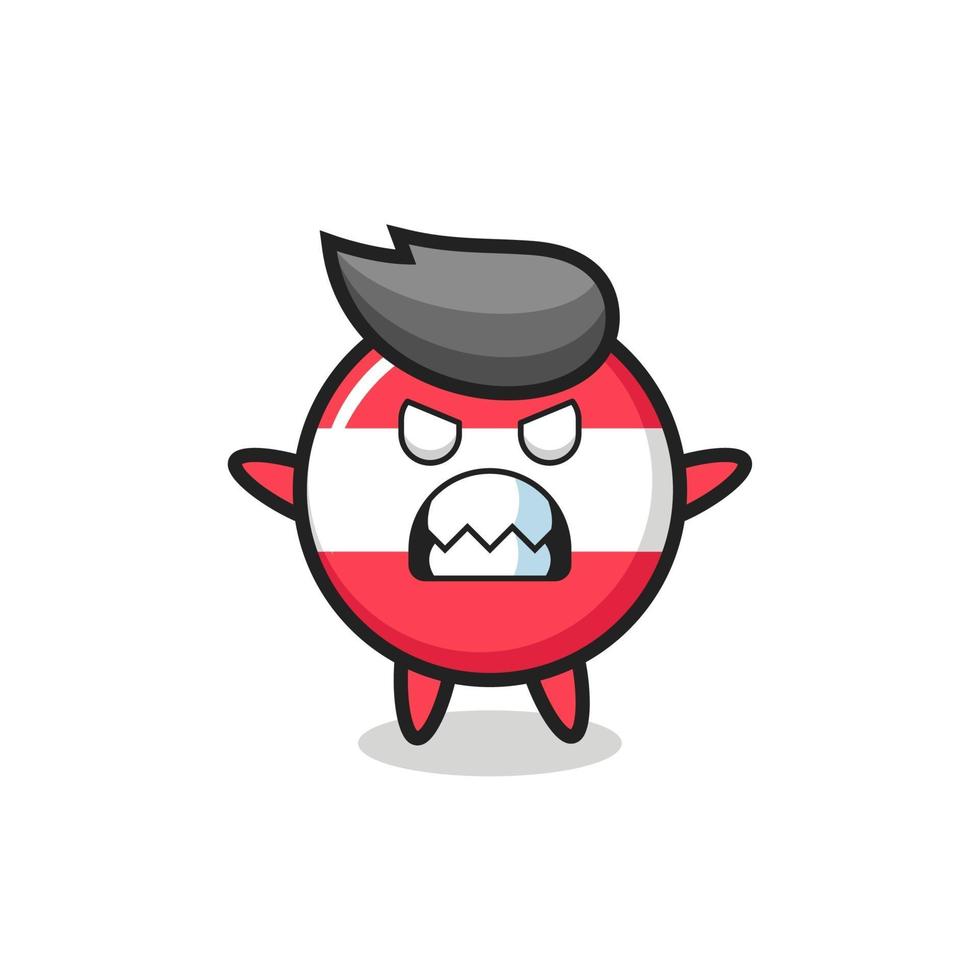 wrathful expression of the austria flag badge mascot character vector