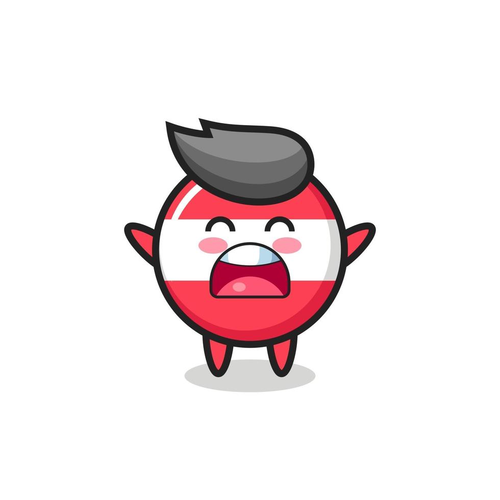 cute austria flag badge mascot with a yawn expression vector