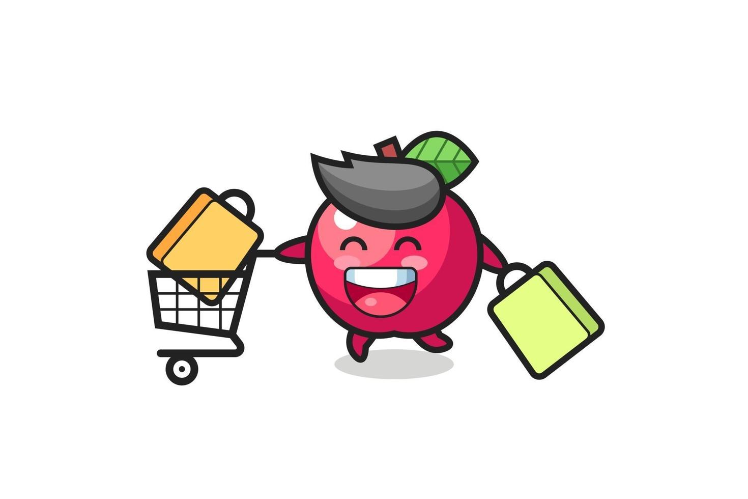 black Friday illustration with cute apple mascot vector