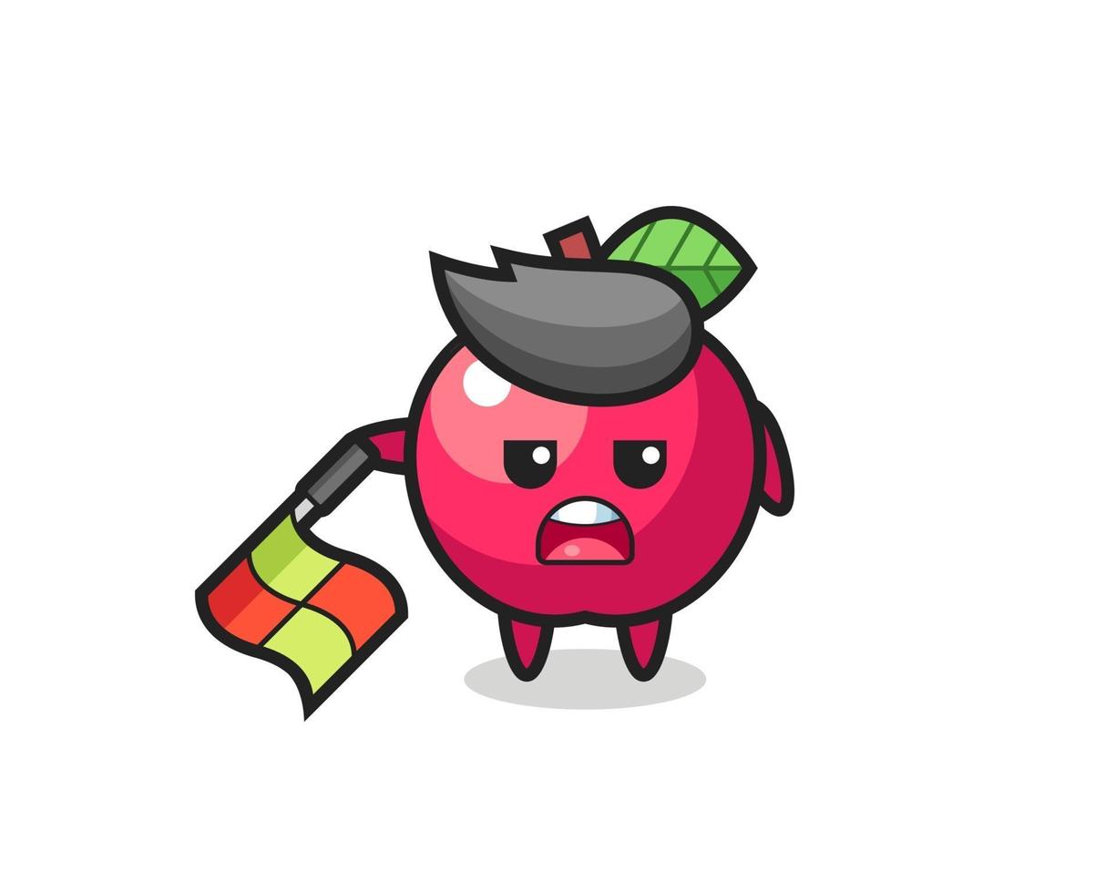 apple character as line judge hold the flag straight horizontally vector