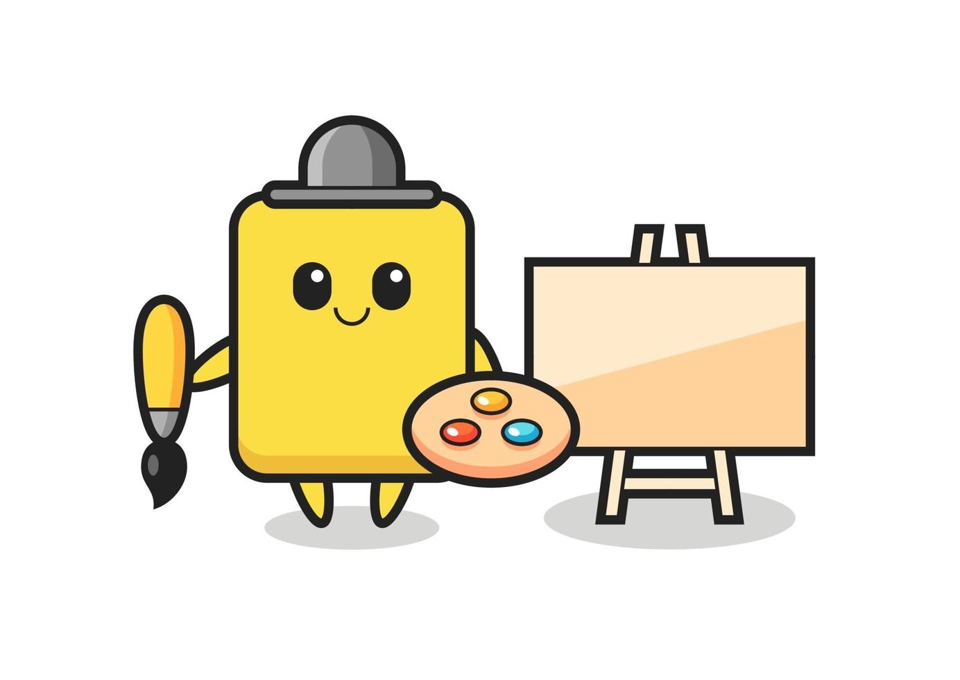 Illustration of yellow card mascot as a painter vector