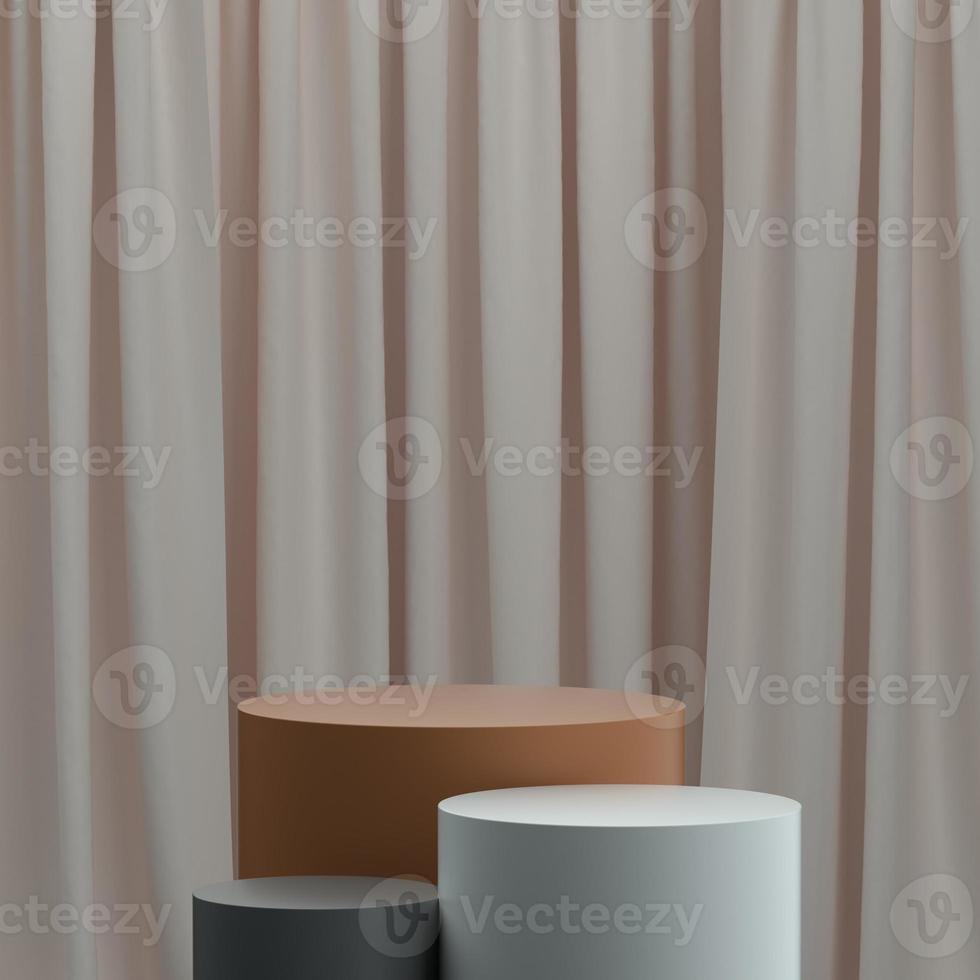 3d illustration of product stage or pedestal with curtain background photo