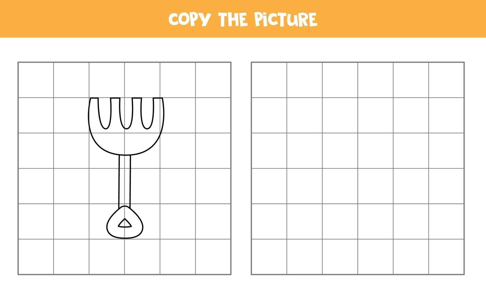 Copy the picture of rake. Logical game for kids. vector