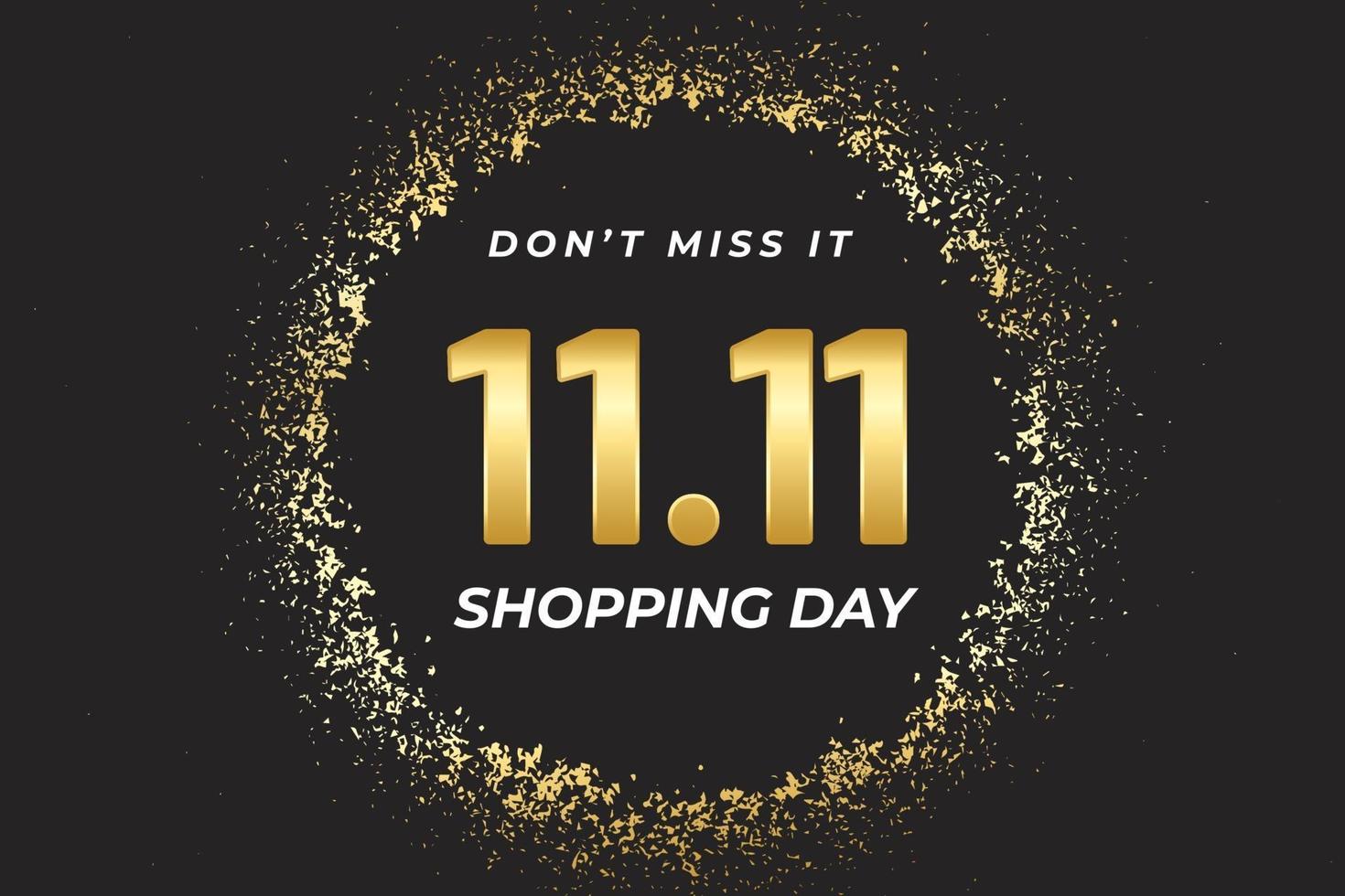 11.11 Shopping festival sale banner with gold element vector
