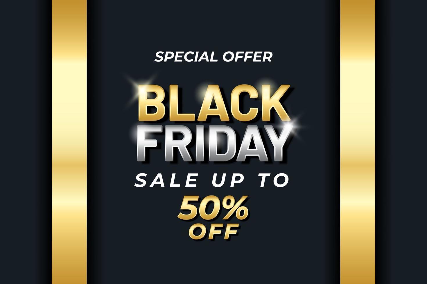 Black friday sale banner template with black and gold luxury style vector