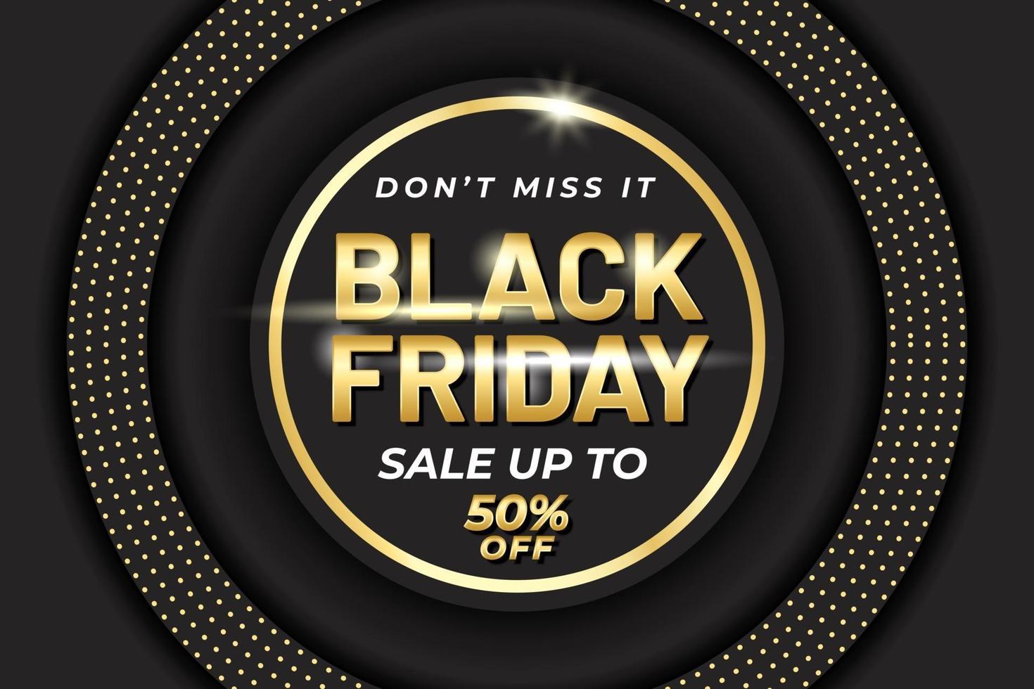 Black friday sale banner template with black and gold luxury style vector