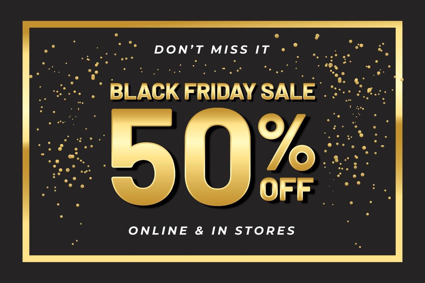 Black friday sale banner template with black and gold luxury style vector