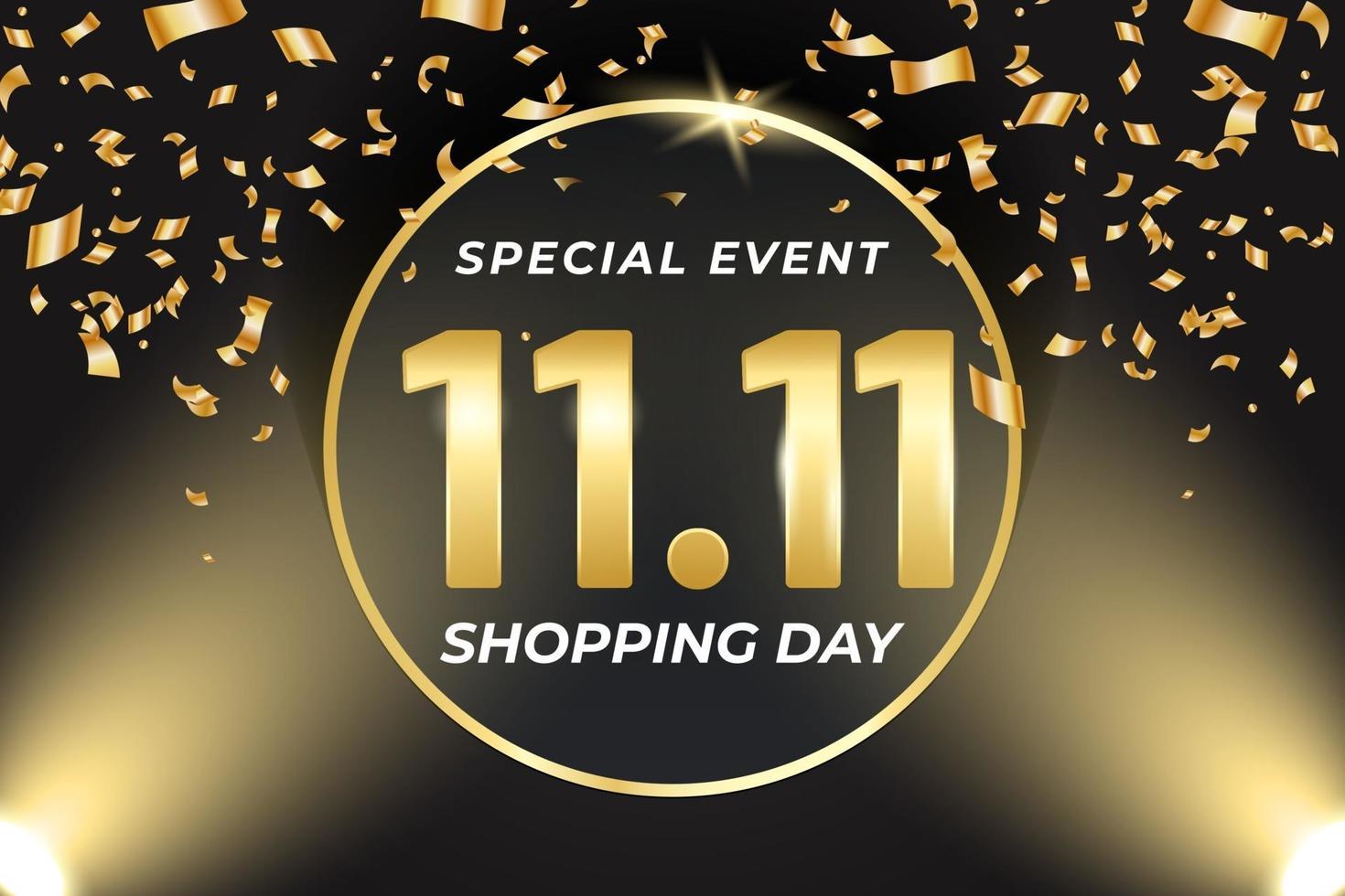 11.11 Shopping festival sale banner with gold element vector