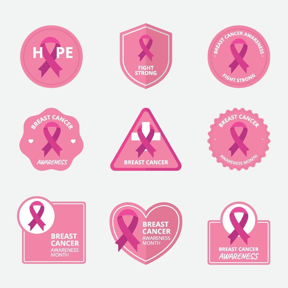 Breast Cancer Awareness Month Sticker Set vector