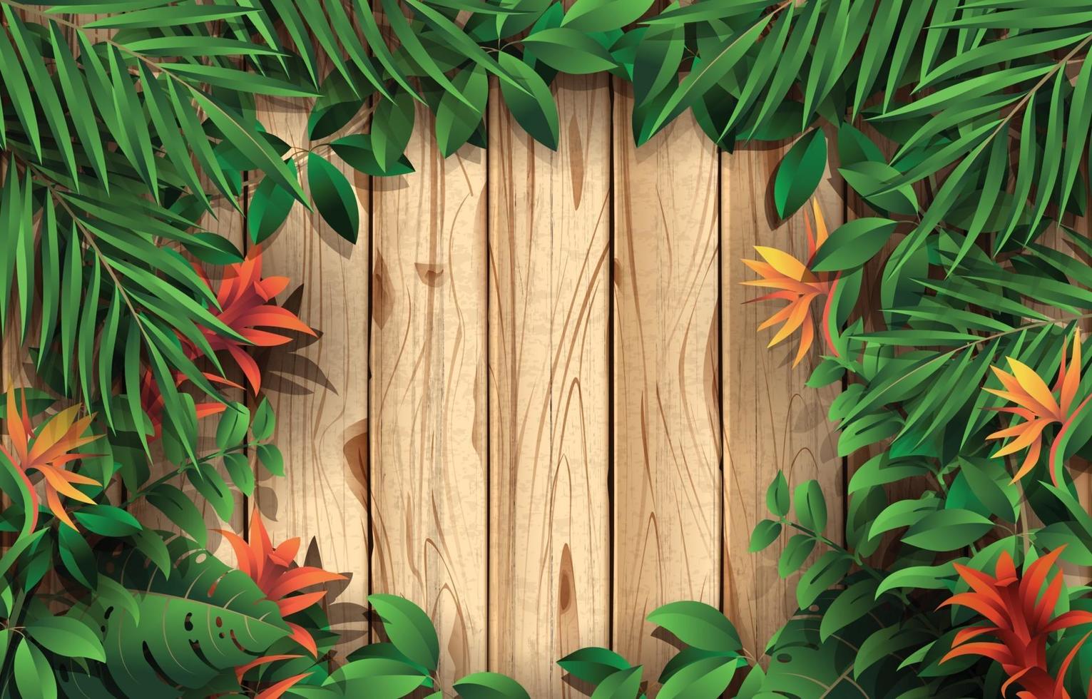 Wood and Foliage Background Template vector