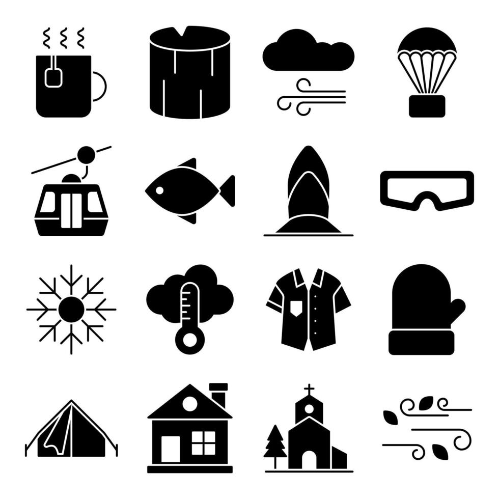 Pack of Nature and Weather Solid Icons vector