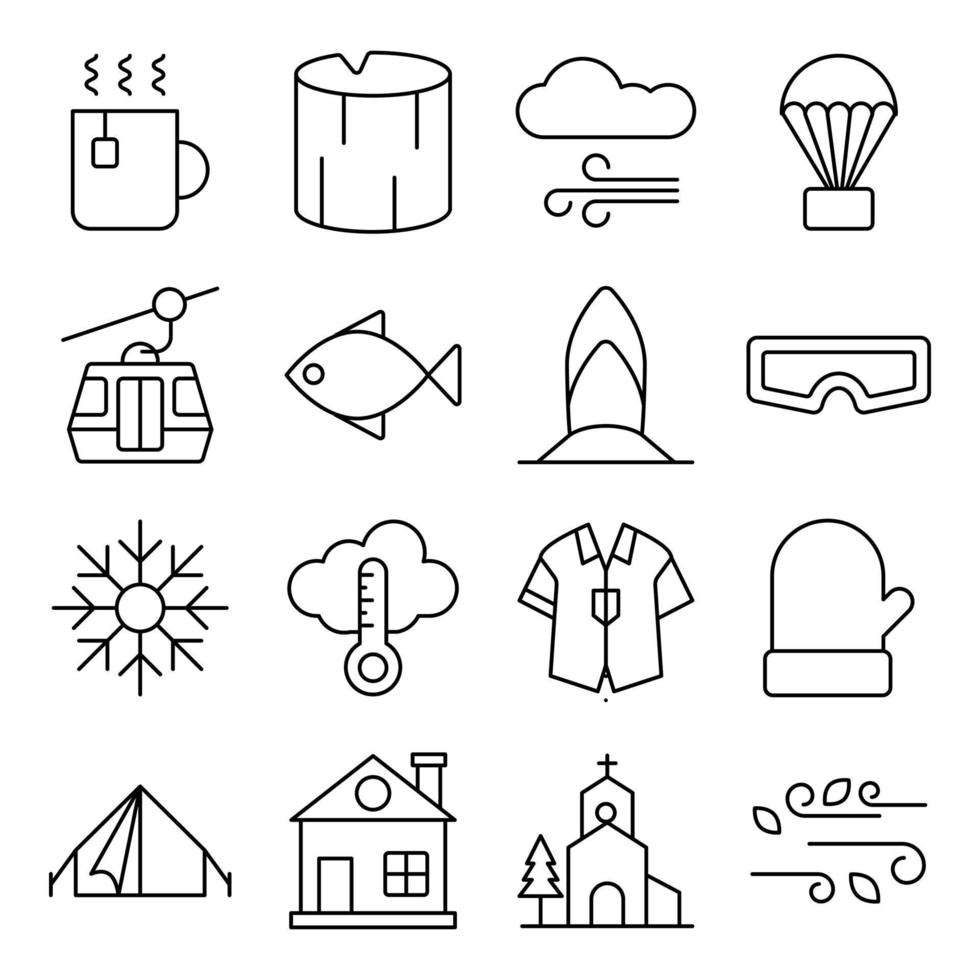 Pack of Nature and Weather Linear Icons vector