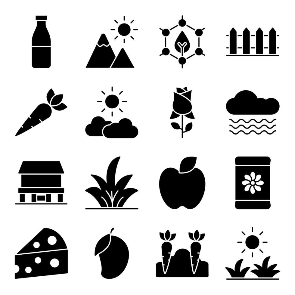 Pack of Accessories Solid Icons vector