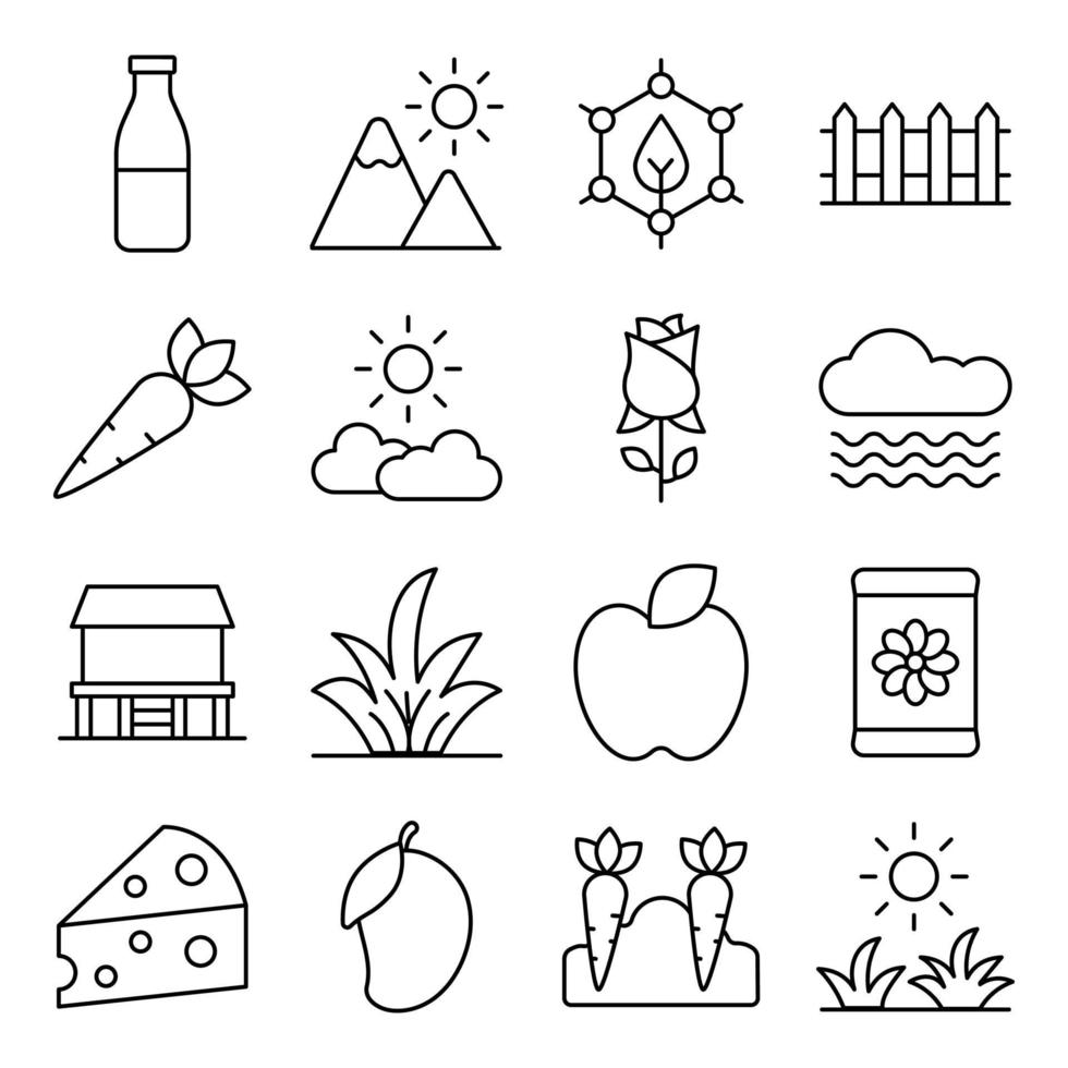 Pack of Accessories Linear Icons vector