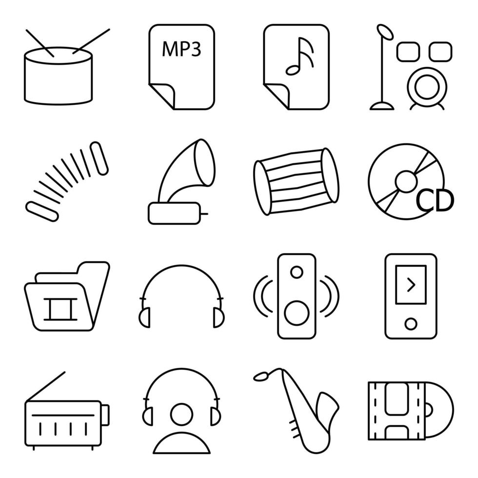 Pack of Music Instruments linear Icons vector