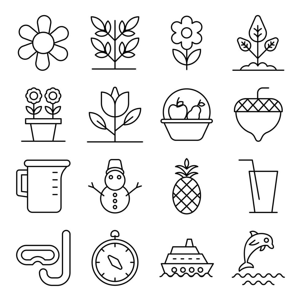 paquete de iconos lineales de la naturaleza vector