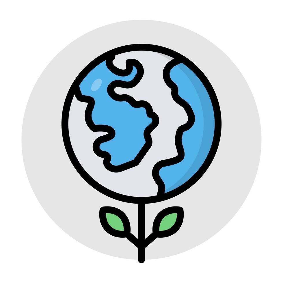 un diseño plano, icono del planeta ecológico. vector