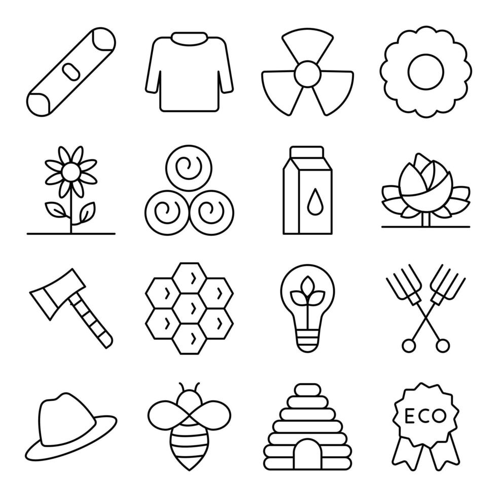 Pack of Nature and Meteorology Linear Icons vector