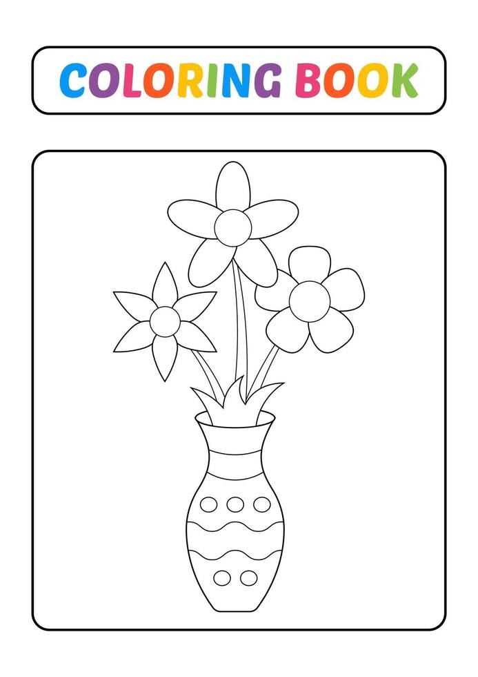 Coloring book, flower vase vector 3360554 Vector Art at Vecteezy