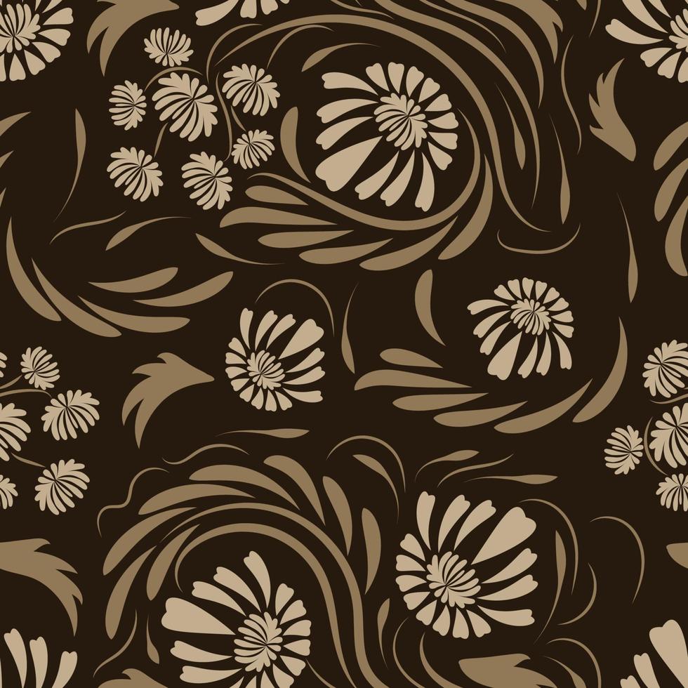 Folk flowers pattern Floral surface design Seamless pattern vector