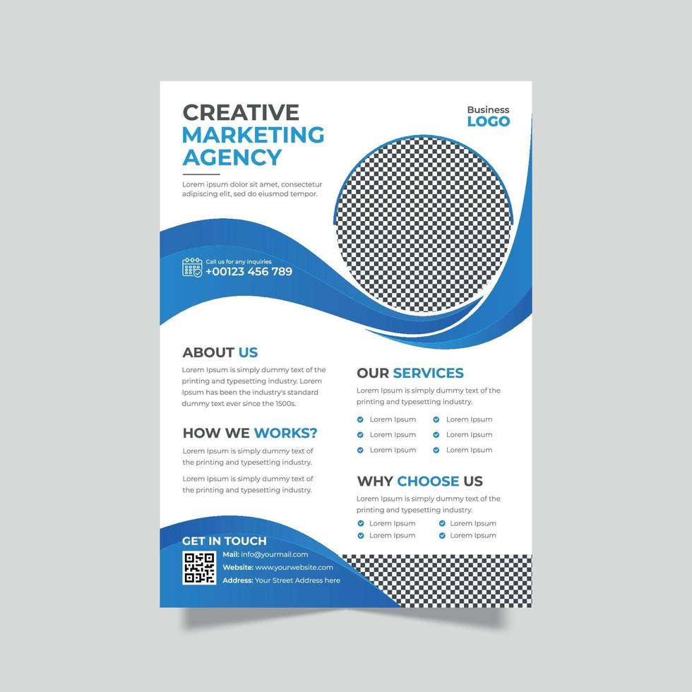 Creative marketing agency flyer design template in a4 size vector
