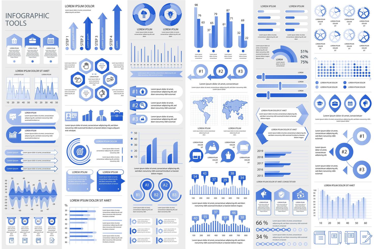 Collection infographic elements data visualization vector design