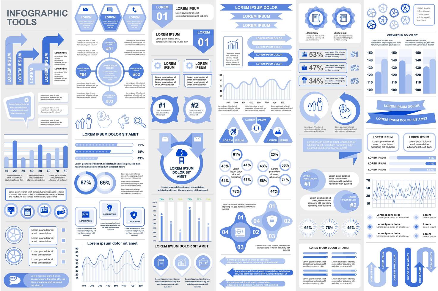 Collection infographic elements data visualization vector design