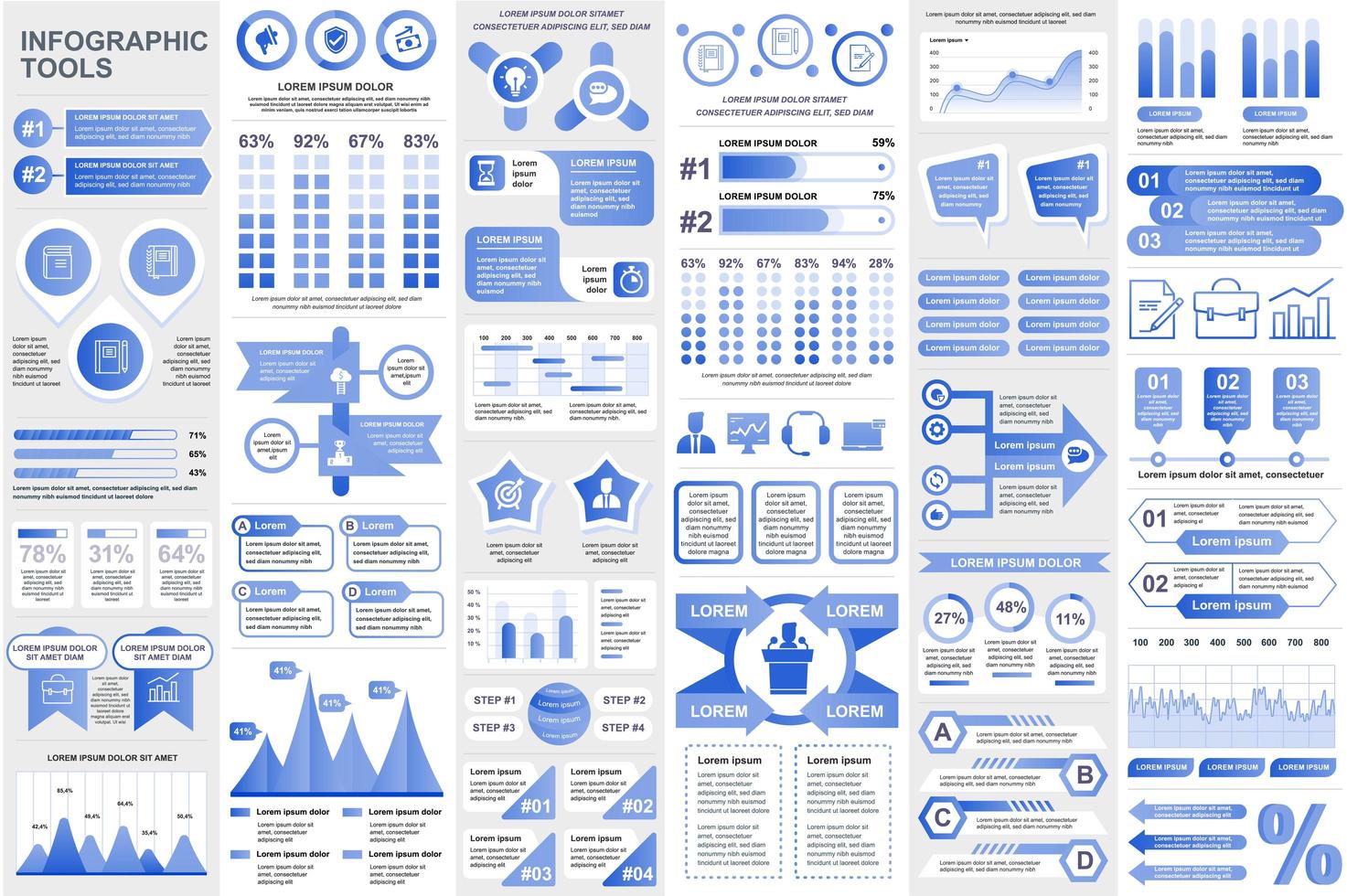 Collection infographic elements data visualization vector design