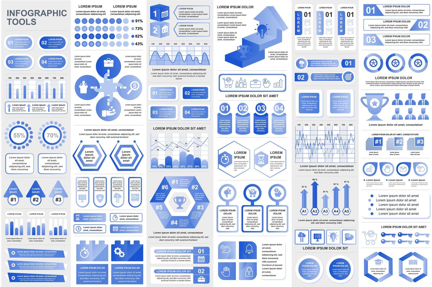 Collection infographic elements data visualization vector design
