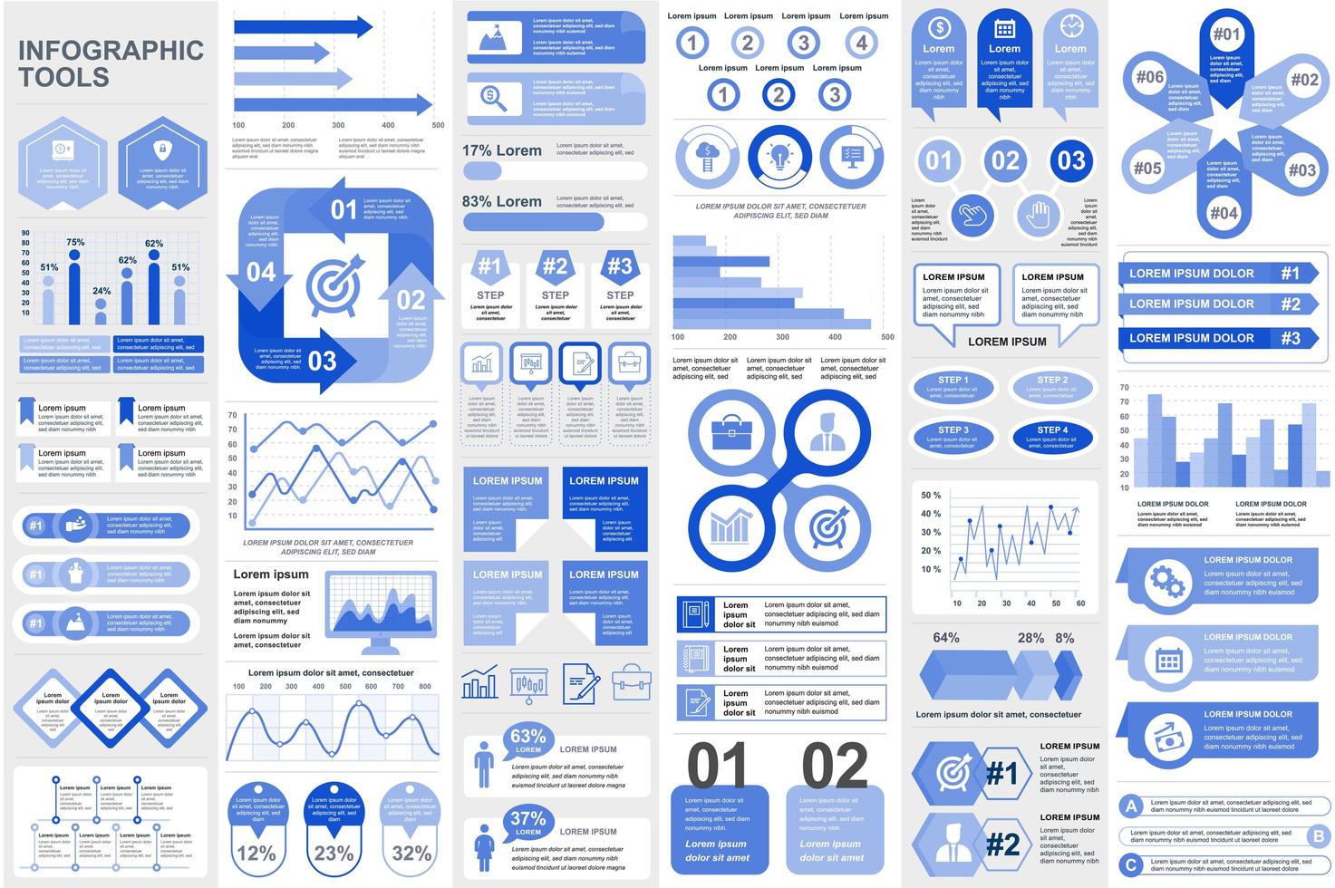 Collection infographic elements data visualization vector design