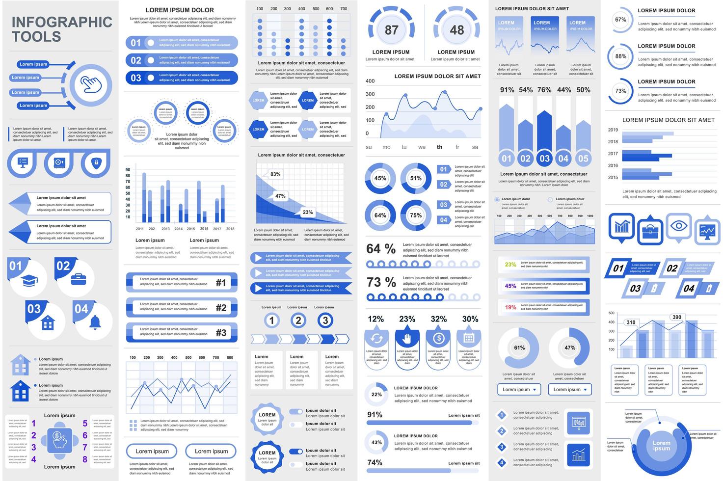 Collection infographic elements data visualization vector design